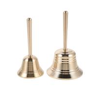 WESIEVYA Brass Hand Call Bell Small Handheld Bell Super Loud with Hammer, Vintage 2pcs Solid Brass Material with Multi-scenario Adaptability and Dinner and Wedding for Classroom, Dinner,