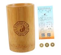 WESIEVYA Buddhist Divination Game Pot Antique Style Chinese Divination Tools with Copper Coins Bamboo Bucket for Fortune Telling and Family Fun Activities