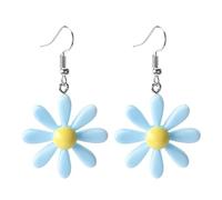 WESIEVYA Candy Color Daisy Resin Flower Earrings for Women, Blue Gradient Drop Dangle Ear Pendants with Sunflower Design, Lightweight Floral Jewelry for Everyday Wear