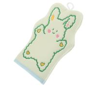 WESIEVYA Cartoon Bathing Glove with Bunny Crochet Applique, Exfoliating Wash Glove, Gentle Fabric Bath Mitt for Skin Care and Bathroom Use