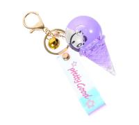 WESIEVYA Cartoon Panda Keychain with Purple Drift Sand Pendant, Floating Animal Backpack Ornament, Cute Ice Cream Bear Keyring for Schoolbag Decoration