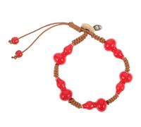 WESIEVYA Ceramic Gourd Beaded Bracelet: Chinese Feng Shui Lucky String Rope Braided Bracelet For Women Men Attract Wealth And Good Luck