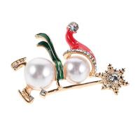 WESIEVYA Christmas Snowman Brooch Pin Rhinestone Crystal Brooch Pin Festive Enamel Alloy Adorned with Pearls Fashion Focal Point Holiday Party Jewelry for Winter Season
