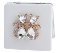 WESIEVYA Compact Leather Pocket Mirror Small Makeup Mirror Double Sided 2x Magnification Shape with Glass and Pu Material for Outdoor Travel Use