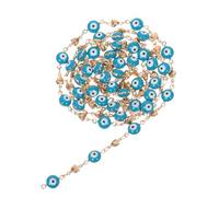 WESIEVYA Copper Heart Evil Eye Beaded Link Chain for Bracelet and Necklace DIY Jewelry Making Color-retentive Copper Material with Stylish Blue Eye Pendant Versatile Fashion Accessory for