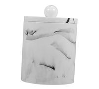 WESIEVYA Cotton Swabs Holder with Lid Elegant Marble Design Organizer for Makeup Toothpicks and Accessories Dustproof Apothecary Jar Ink White