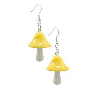 WESIEVYA Creative Yellow Mushroom Ear Danglers for Women Smooth Lightweight Fashion Earrings Unique Female Danglers Casual and Formal Accessory Easy to Wear