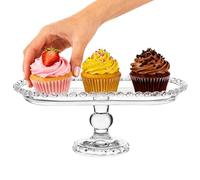 WESIEVYA Crystal Glass Fruit Serving Tray, 9.8 Inch Multi-Function Plate for Dining Table, Buffet, and Restaurant Use