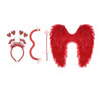 WESIEVYA Cupid Costume Accessories Set, Including 3 Pcs Heart-shaped Bow Arrow, Lightweight Cloth Angel Wings Headband and for Themed Parties and Romantic Celebrations
