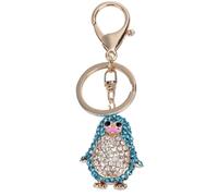 WESIEVYA Cute Penguin Crystal Keychain Blue Rhinestone for Car Key and Bag Charm Decoration