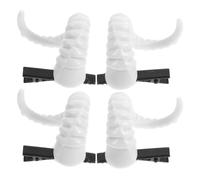 WESIEVYA Devil Horn for Halloween Cosplay Events and Stage Performances 2 Pairs White Hair Clips, Abs Material, Resistant to Deformation, Versatile Hair Barrettes