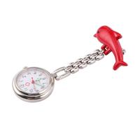 WESIEVYA Digital Clip Pocket Watch for Nurses and Doctors Hanging Watch with Glow The Dark Pointer Stylish Red Dolphin Design for Hospital Use