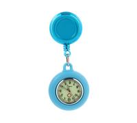 WESIEVYA Doctor Luminous Clip-on Pocket Watch with Silicone Case Retractable Nurse Quartz Watch for Medical Staff and Students Light Blue Glow-in-The-Dark for Exams and Healthcare Use
