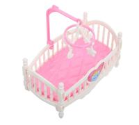 WESIEVYA Doll House Crib House Twin Bunk Beds Cot Bed Mini Dolls Mini Babies Dolls Beds Rabbit Bunny Crib Prop Bed for Rotatable Dollhouse White Abs