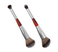 WESIEVYA Dual Ended Makeup Brushes Lightweight and No Shedding 2pcs for Blending Powder and Eyeshadow with Artificial Fiber and Wooden Handle for Home Use and Professional Beauty Salon