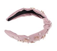 WESIEVYA Elegant Imitation Pearl Knot Headband for Women Comfortable Hair Accessory for Work Casual Wear and Parties Versatile and Stylish Pearl Bow Decor Lotus Pink