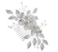 WESIEVYA Elegant Silver Alloy Bridal Hair Comb with Floral Leaf Design, Shiny Decoration, Will Not Pull Hair, for Everyday Life and Dances