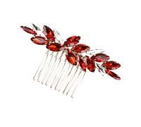 WESIEVYA Elegant Wedding Hair Comb for Brides Red Alloy Decorative Side Comb Hair Styling Accessory Easy to Put for Christmas and New Year Party