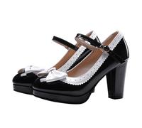 WESIEVYA Elegant Women Bowknot High Heeled Shoes Lightweight Comfortable Pumps for Parties Weddings Casual Wear Durable Thick Heel Design Stylish Breathable for All Day Wear Black