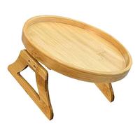 WESIEVYA Foldable Wooden Sofa Armrest Tray Table Multi-functional Couch Side Table Clip-on Arm Cover for Drinks and Snacks round Design for Living Room