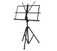 WESIEVYA Folding Wire Music Stand Portable Music Stand Black Iron with Rubber and Pp Material Height Adjustment 650-1350mm Angle Adjustable for Teaching