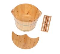 WESIEVYA Foot Bath Basin Foot Tub Wooden Material Khaki Large-capacity Space Does Not Permeate Water Easy to Clean and Lid for Home Use