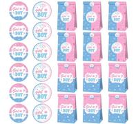 WESIEVYA Gender Reveal Party Supplies 12pcs Assorted Colour Paper Bags with Self-adhesive Sealing Stickers for Shower and Other Parties