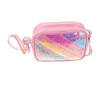 WESIEVYA Glitter Sequin Crossbody Purse with Rainbow Strap Mermaid Cartoon Coin Wallet Lightweight Shoulder Bag for School Travel and Parties