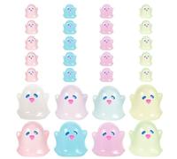 WESIEVYA Glow in the Dark Small Ghost Figurines 20Pcs Resin Mini Ghost Charms for Bonsai and Micro Landscape Decoration