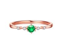 WESIEVYA Gold Plating Ring Decorative Ring Beautiful Rhinestone Decoration Comfortable Skin Touch for Women Daily Life and Party Colorful Green Size 6