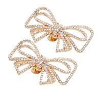 WESIEVYA Golden Bow Shoe Clips for Wedding Pumps Heel Metal Rhinestone Shoe Decorations That Add A Glamorous Touch for Prom and Valentine's Day