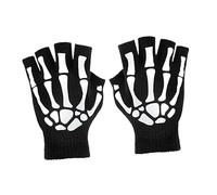 WESIEVYA Halloween Skeleton Gloves Party Luminous Knitted Fingerless Hand Warmer Cycling Bone Gloves for Halloween Cosplay Party and Daily Wear