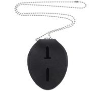 WESIEVYA Id Badge Holder Reusable Card Protector Pu Leather Elliptical Black with Chain, Work Badge Holder for Office Use, Security and Enforcement Professionals