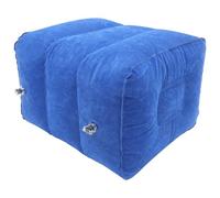 WESIEVYA Inflatable Foot Rest Pillow with Velvet Surface, Adjustable Foldable Travel Footstool for Airplane and Car, Blue with Storage Bag, Wear-Resistant Airplane Leg Support