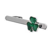 WESIEVYA Irish Shamrock Tie Clip for Men Alloy Necktie Accessory with Lucky Clover Design Elegant Metal Tie Bar for Weddings Banquets and St Patrick's Day Parties Stylish Suit Decoration