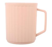 WESIEVYA Large Capacity Plastic Toothbrush Cup with Vertical Ribbed Design and Handle, Unbreakable Reusable Bathroom Tumbler for Home and Travel, Easy to Clean Pp Material