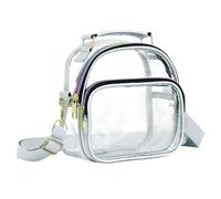 WESIEVYA Lightweight Silver Pvc Crossbody Shoulder Bag with Zipper Closure, Plastic Purse for Wedding and Prom Occasions