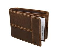 WESIEVYA Mad Horse Leather Degaussing RFID Blocking Wallet for Men Zip Wallet Card Holder Vintage Style