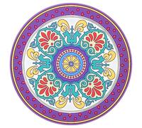 WESIEVYA Meditation Sound Bowl Cushion Embroidery Mat Rounded Large White Base Unique Buddhist Sound Pad for Singing Bowls