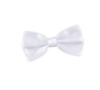 WESIEVYA Men's Adjustable Pure White Satin Bow Tie Solid Bowknot Tie for Groom Wedding Party Formal Occasion