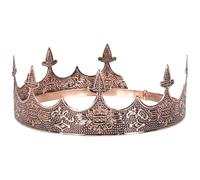 WESIEVYA Men's Antique Red Crown Headband Elegant King Hair Decor for Cosplay Halloween Wedding Prom Birthday Party Accessories