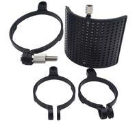 WESIEVYA Microphone Black with Clip-on Design Pop Filter Shield U-shape Dust Protection Cover Metal and Abs Plastic for Floor-standing and Desktop Microphone Stands for Professional