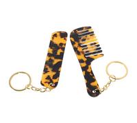 WESIEVYA Mini Acetate Hair Comb Set 2Pcs Wide Tooth Portable Travel Combs for Men and Women Leopard Print Keychain Purse Accessory