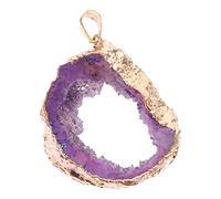 WESIEVYA Natural Agate Ornament Glossy Gemstone Slice DIY Jewelry Agate Elegant Luxury Feeling Comfortable Touch Bright Appearance Chain Not Included for Craft Making