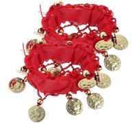 WESIEVYA Pair of Red Belly Dance Wrist Made of Chiffon and Polyester, Lightweight Portable Jewelry Decoration for Belly Dance and Drama Performance Accessories