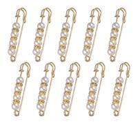 WESIEVYA Pearl Embellished Brooch Pins 10 Pcs Heavy Duty, Decorative Clips for Cardigans and Waist-Cinching Jeans, Gold Finish, 5.3X1.5X0.8CM, for Summer and Casual Outfits