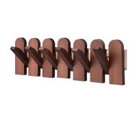 WESIEVYA Piano Key Style Solid Wood Wall Mounted Coat Rack Entryway Organizer with 6 Hooks for Coats, Bags, and Hats, Semi-Circular Walnut Finish