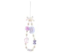WESIEVYA Pink Heart Bear Kawaii Phone Charm with Acrylic Beads Anti-lost Mobile Phone Lanyard Strap Easy to Use for Jogging and Cycling