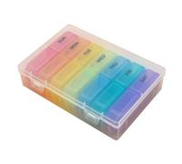 WESIEVYA Portable 7-Grid Pill Box Organiser with Double Lids, Food Grade Plastic, Easy on The Go Carry Medicine Case for Travel and Outdoor Use