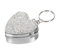 WESIEVYA Portable Case Heart-Shaped Organizer Pill with Multiple Box Compartments, Compact Metal Medicine Holder for and Stylish Silver Small Travel Trips